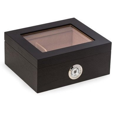 Bey-Berk International c420 Espresso Wood cigar Humidor with Spanish cedar Lining & glass See-thru Lid - Brown