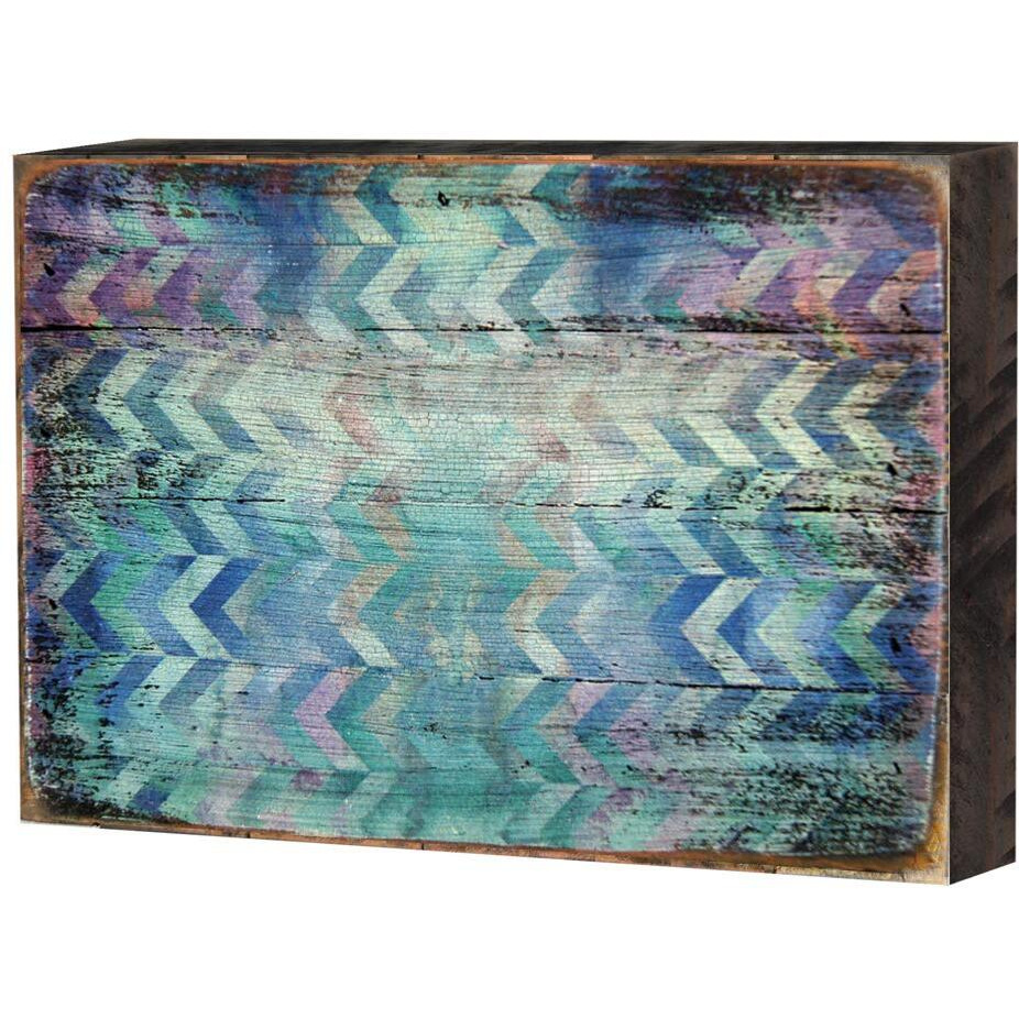Designocracy 95002-12 Patterned Rustic Wooden Block Design graphic Art