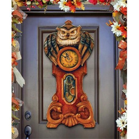 gDeBrekht 8153311 Owl clock Wooden Ornament Set of 2