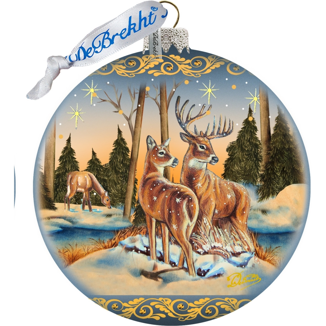gDeBrekht 73883 Peaceful greetings Reindeers  Limited Edition glass Ball