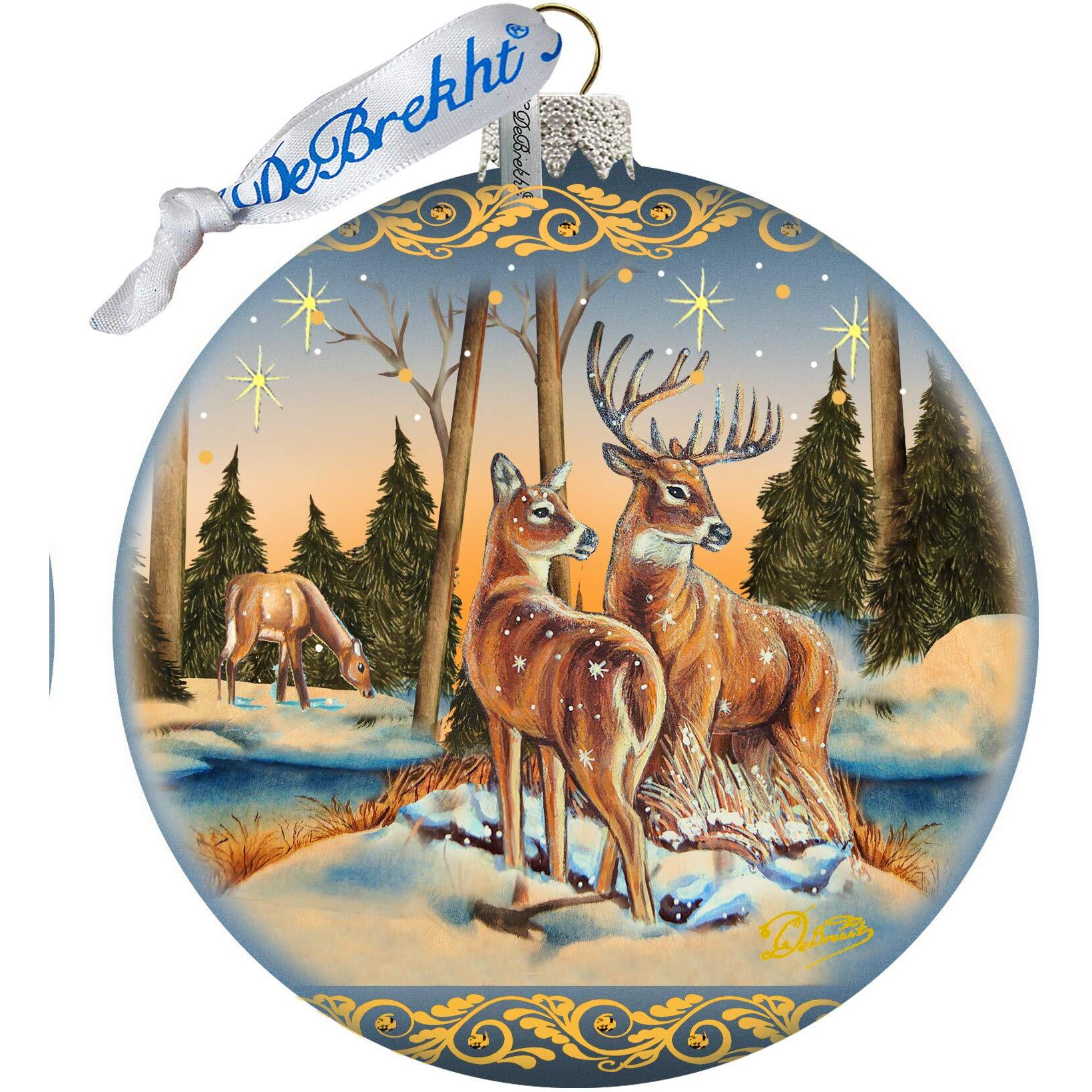 gDeBrekht 73883 Peaceful greetings Reindeers  Limited Edition glass Ball