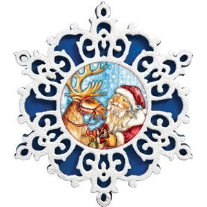 gDeBrekht 8141151 Reindeer Ride Snowflake Wooden christmas Ornament Set of 2