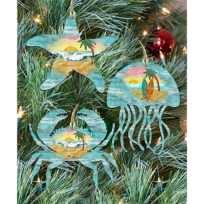 gDeBrekht 8100047S3 Starfish&44 crab & Jelly Fish coastal Ornament Set