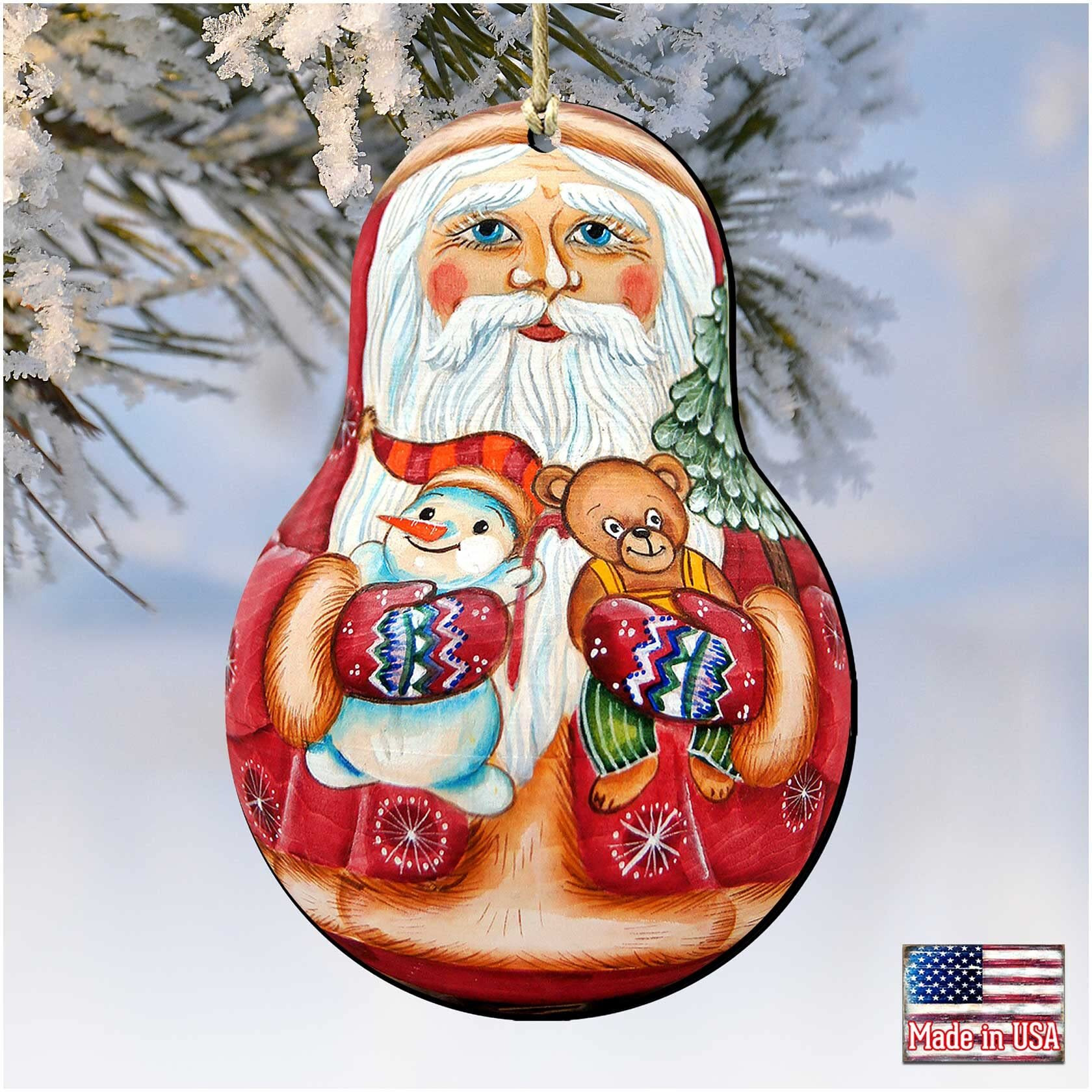 gDeBrekht 8115011 Santa Doll Wooden christmas Ornament Set of 2