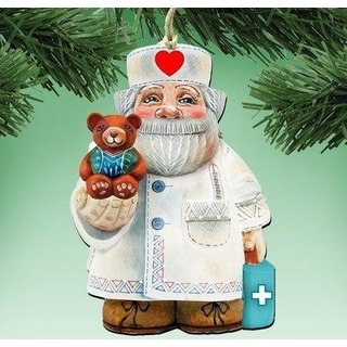 gDeBrekht 8151923 Teddy Bear Doctor Wooden christmas Ornament Set of 2