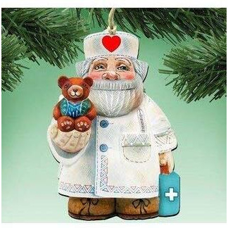gDeBrekht 8151923 Teddy Bear Doctor Wooden christmas Ornament Set of 2