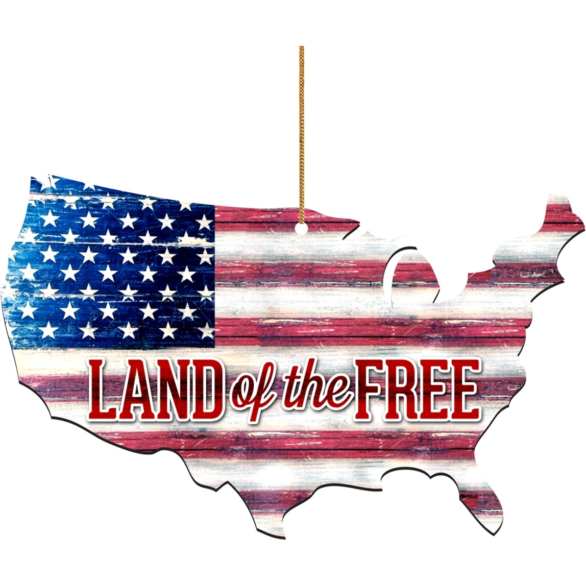 Designocracy 99916W-O Land of the Free America Wooden Ornament