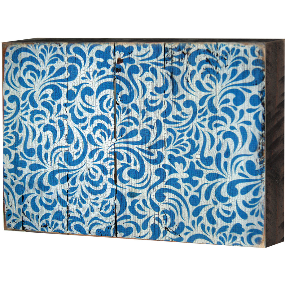 Designocracy 95004-08 Patterned Rustic Wooden Block Design graphic Art