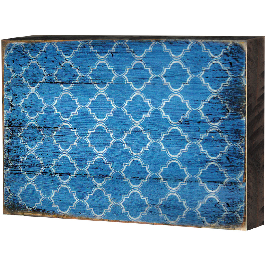 Designocracy 95003-08 Patterned Rustic Wooden Block Design graphic Art