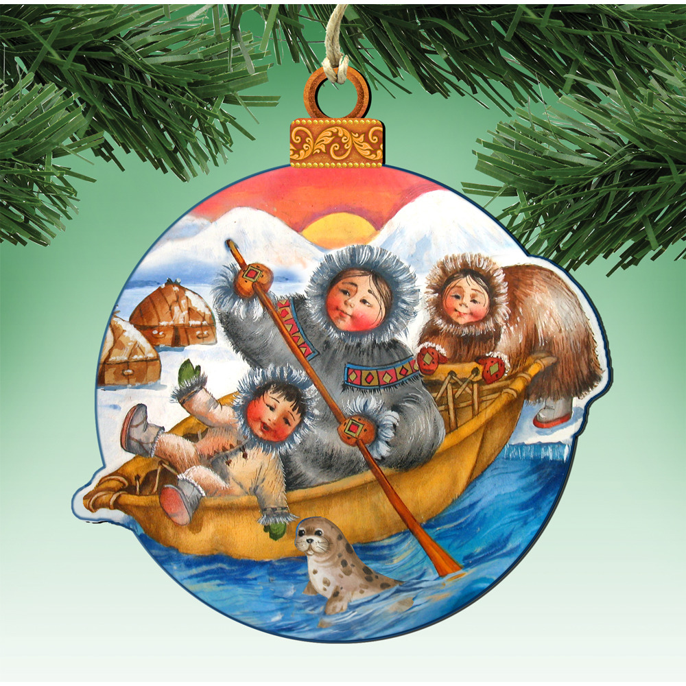 gDeBrekht 8117418 North Pole Santa Wooden christmas Ornament Set of 2