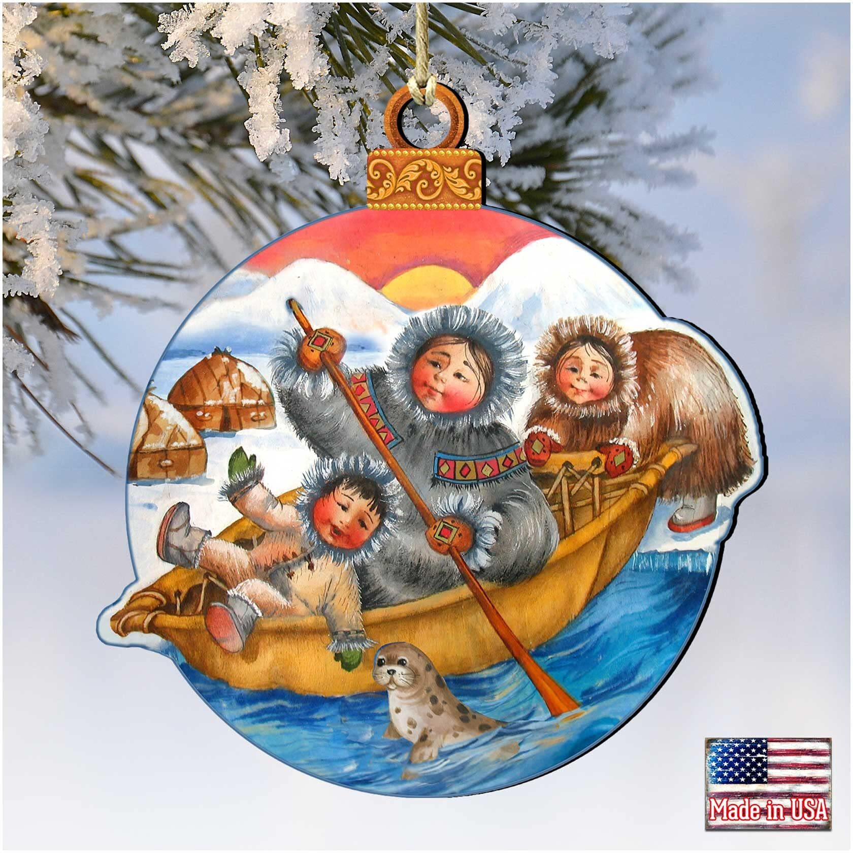 gDeBrekht 8117418 North Pole Santa Wooden christmas Ornament Set of 2