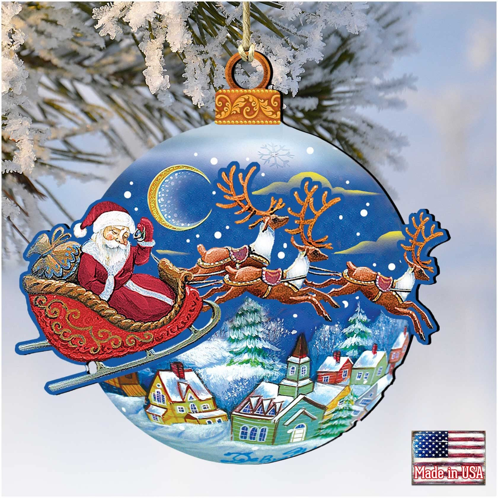 gDeBrekht 8112160 Up-Up an Away Wooden christmas Ornament Set of 2