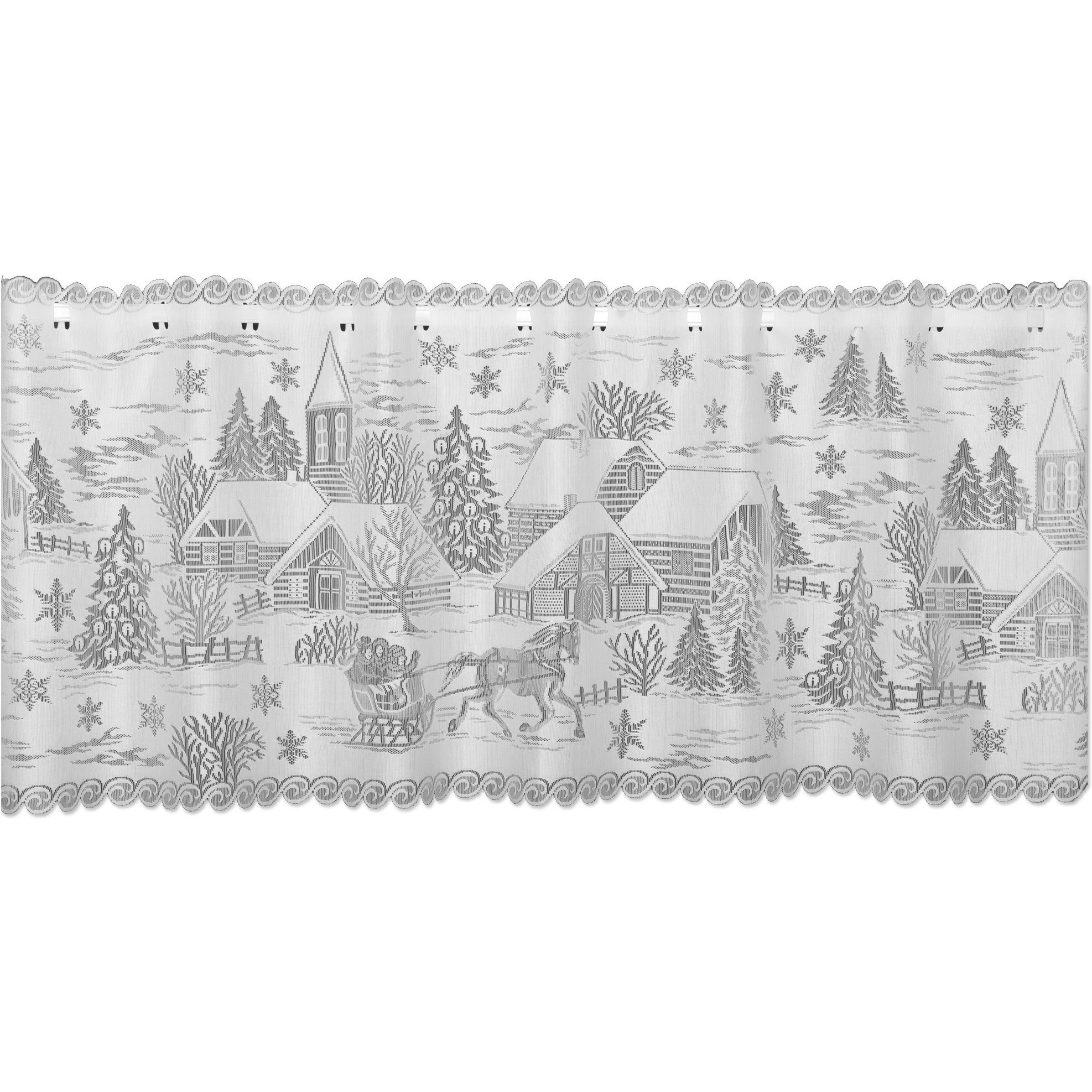 Heritage Lace 6385W-4W 60 x 20 in Sleigh Ride 4-Way Mantle Scarf  White