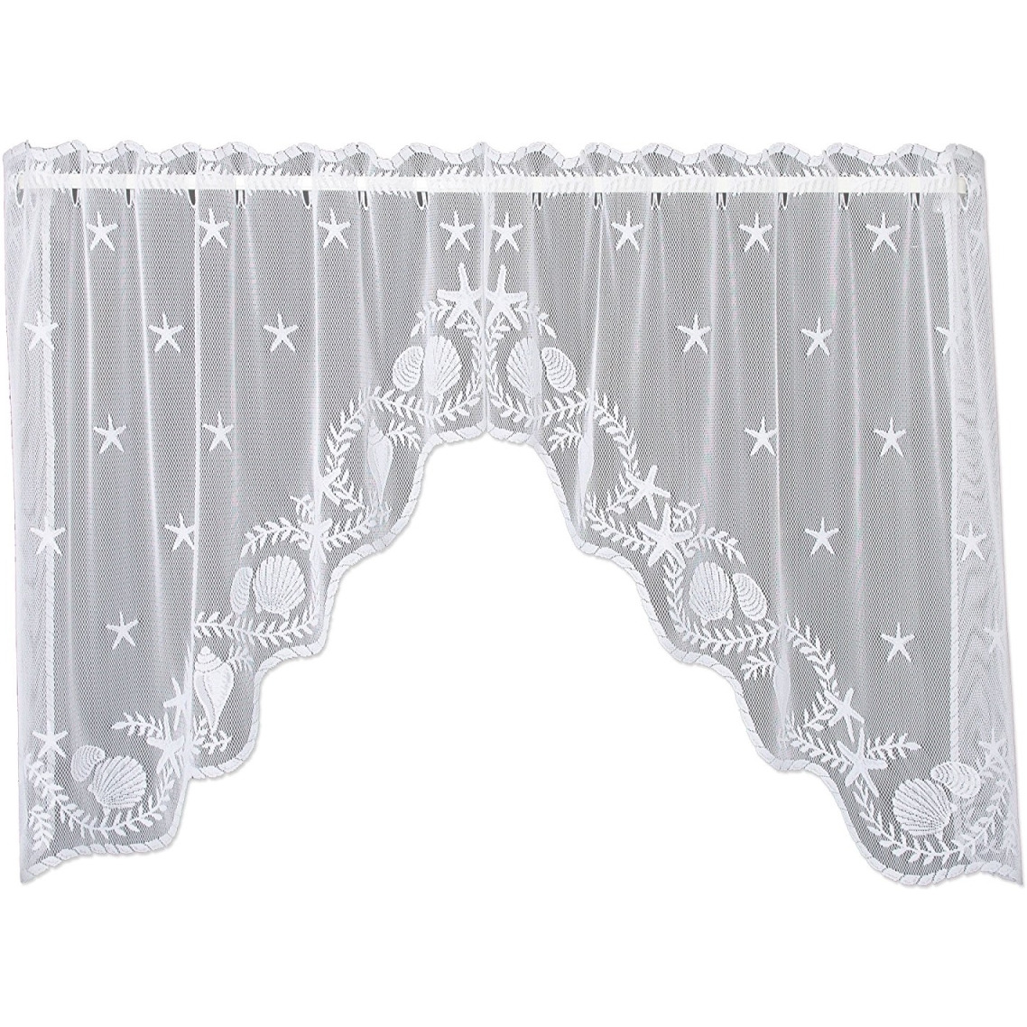 Heritage Lace 6400WS-36PR 72 x 36 in Tidepool Swag Pair  White