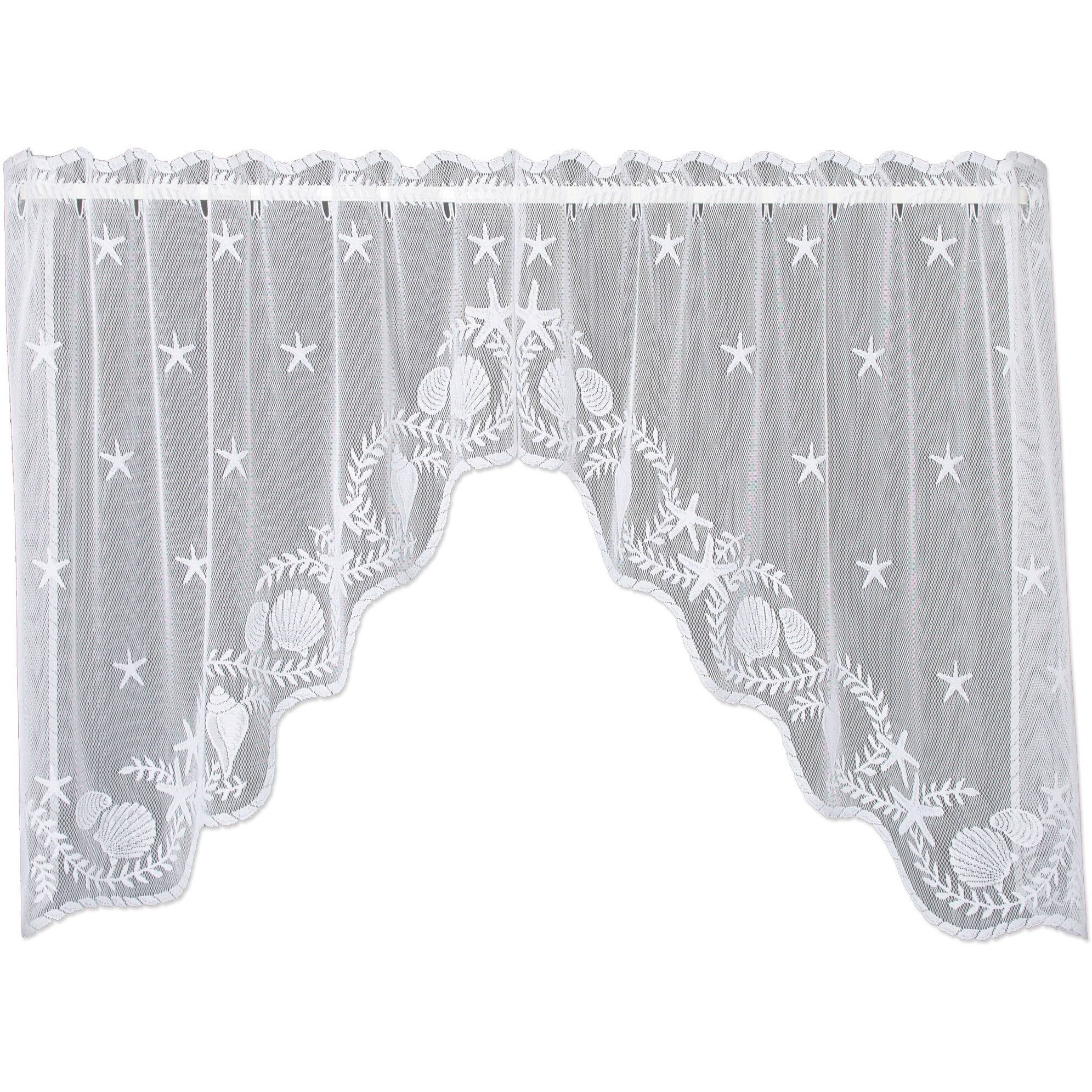Heritage Lace 6400WS-36PR 72 x 36 in Tidepool Swag Pair  White