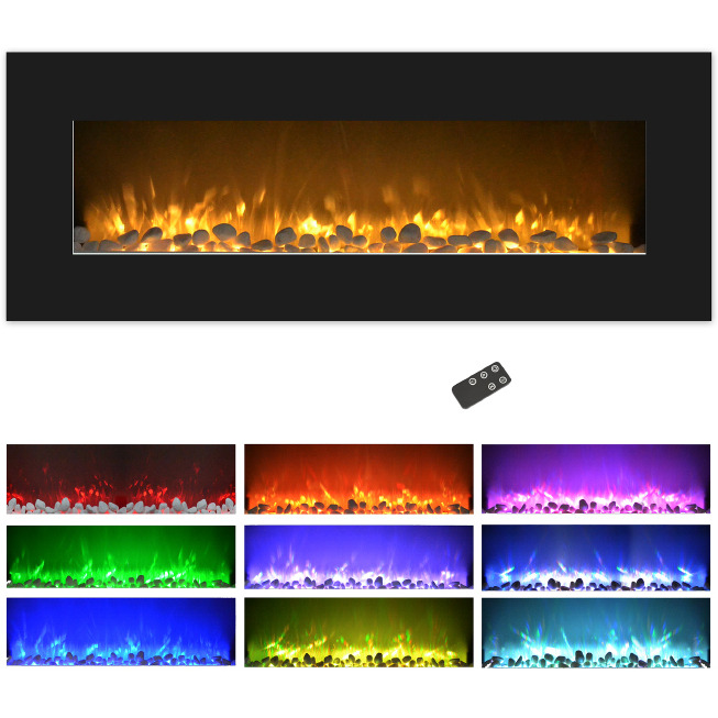 Northwest 80-WSg02-BLAcK 50 in Wall Mounted Electric Fireplace  Black