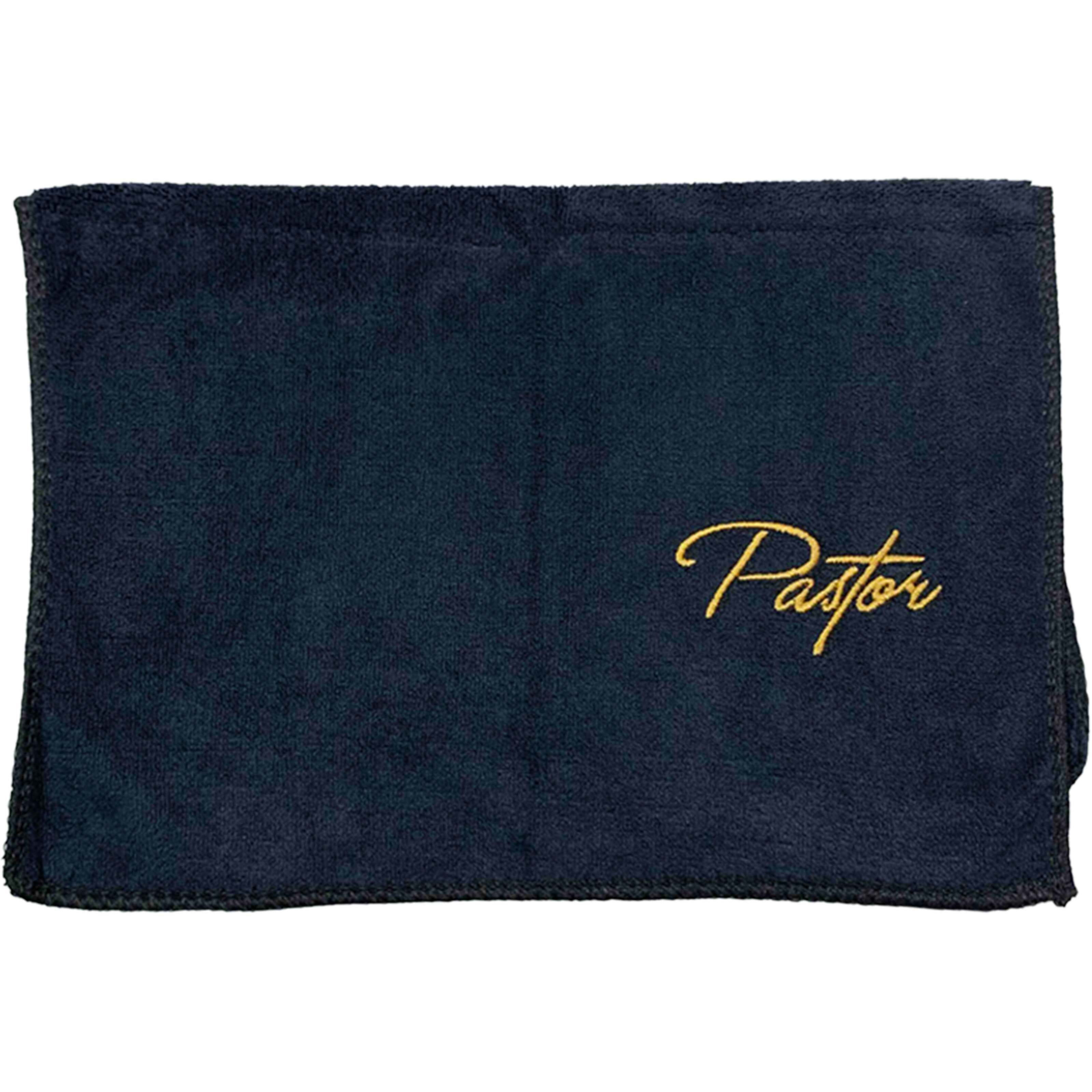 Swanson christian Supply 14773X Towel Pastor Black with gold Lettering
