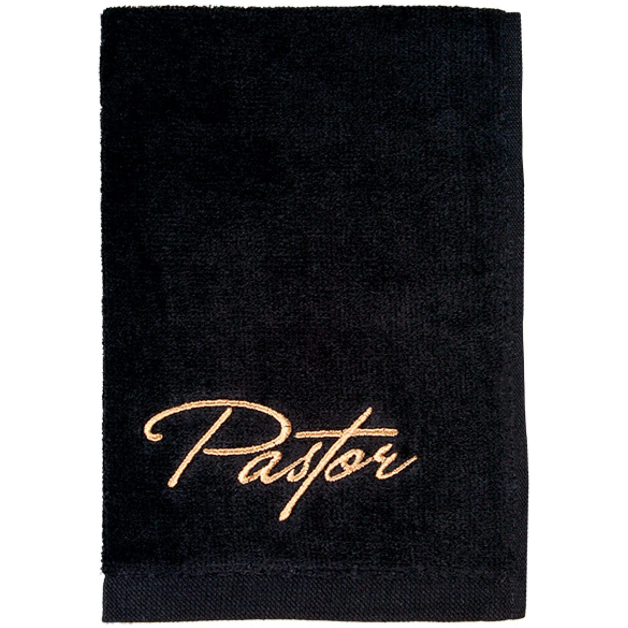 Swanson christian Supply 14773X Towel Pastor Black with gold Lettering
