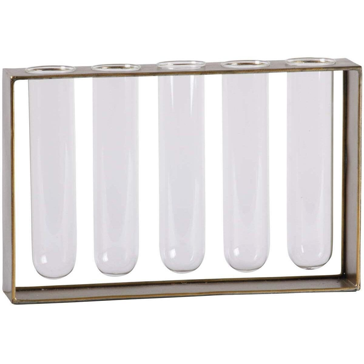 Urban Trends collection 59218 Metal Hanging Bud Vase Holder with 5 glass Tube Vases Anitque Finish - gold