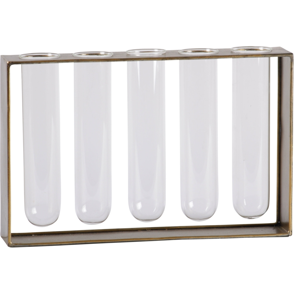 Urban Trends collection 59218 Metal Hanging Bud Vase Holder with 5 glass Tube Vases Anitque Finish - gold