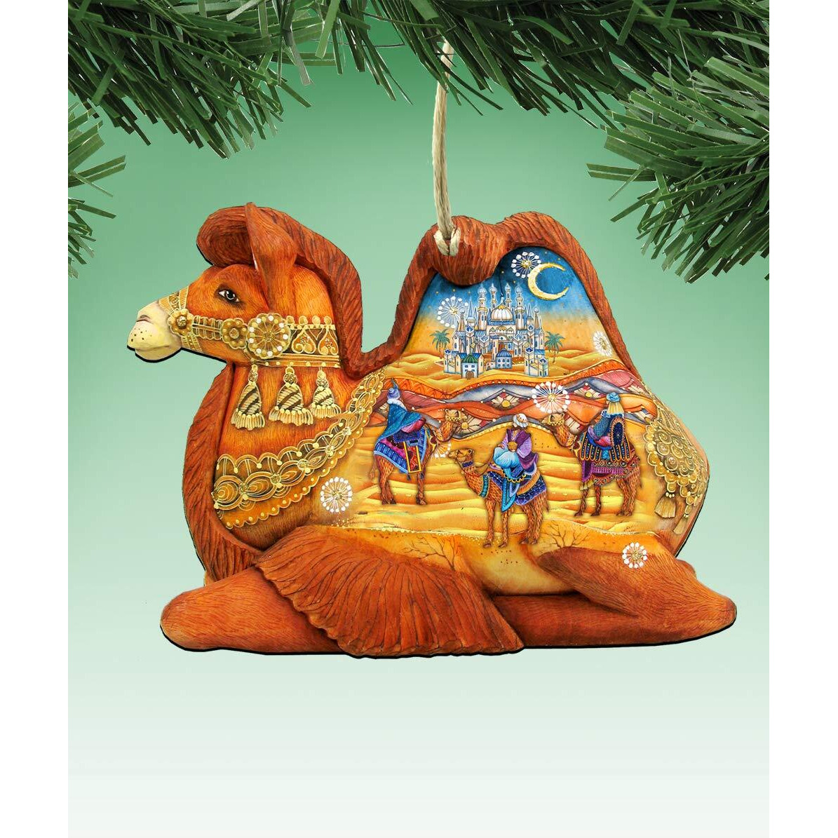 gDeBrekht 8126519 camel Three Kings Nativity Wooden christmas Ornament Set of 2