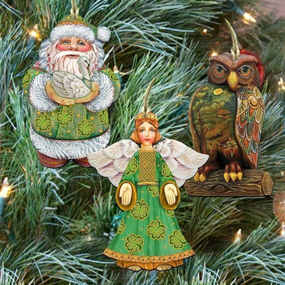 gDeBrekht 8100015S3 Irish Best Wishes Wooden Ornaments - Set of 3