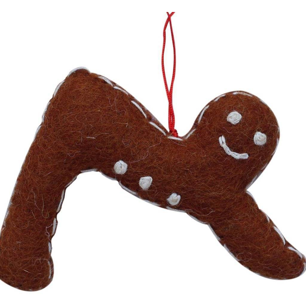 global groove gLg50026-01-241445 Handmade Downward Facing Dog Pose gingerbread Yogi Felt Ornament