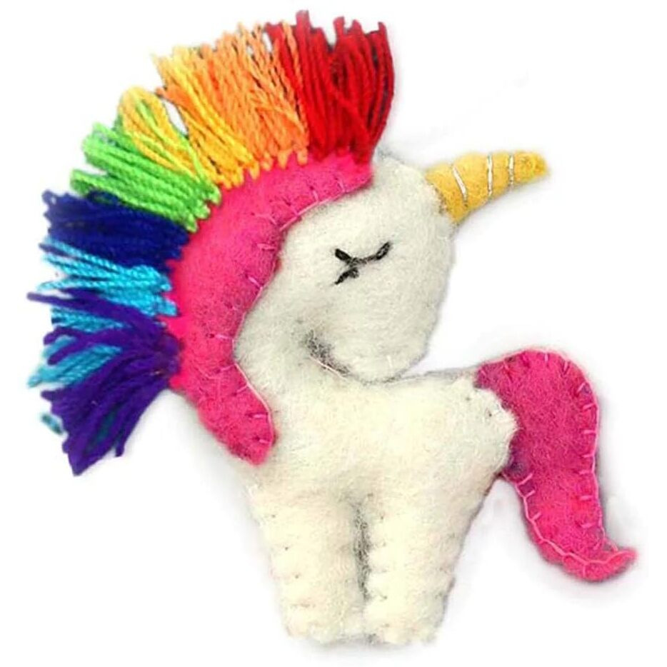 global groove gLg40013-04-241428 Handmade Unicorn Felt Ornament  Rainbow