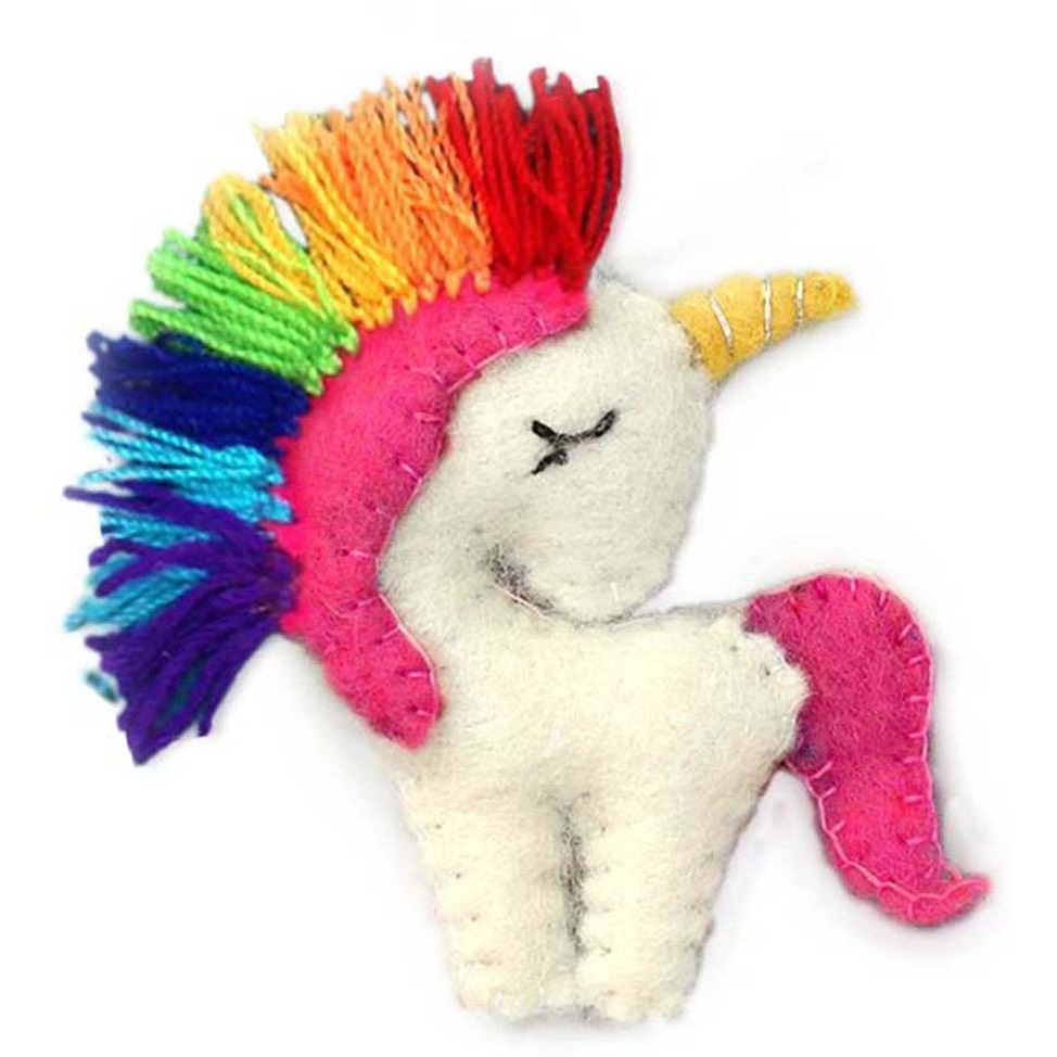 global groove gLg40013-04-241428 Handmade Unicorn Felt Ornament  Rainbow