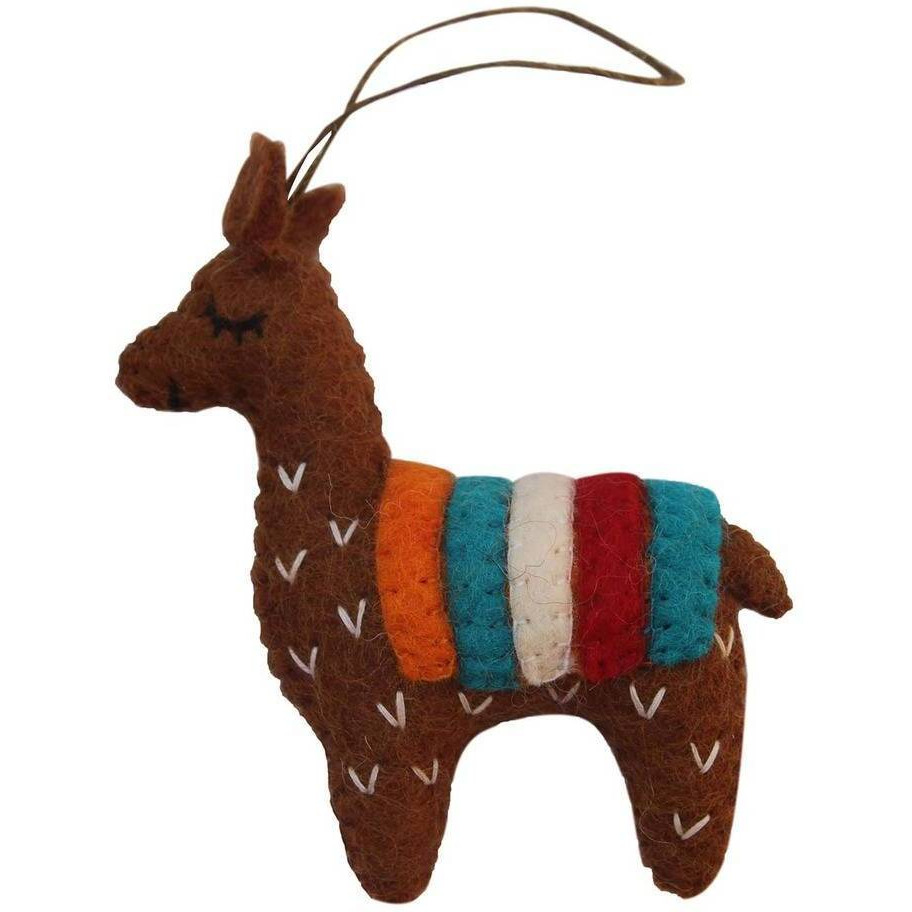 global groove gLg60028-01-241483 Handmade Brown Felt Llama Ornament