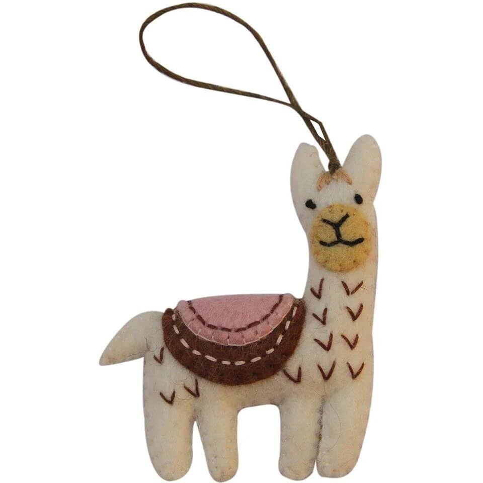 global groove gLg60027-01-241482 Handmade White Felt Llama Ornament