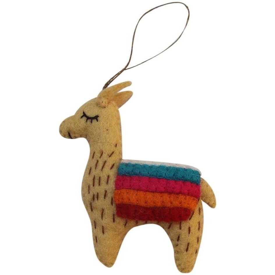 global groove gLg60026-01 Hand crafted Felt Ornament  Tan Llama