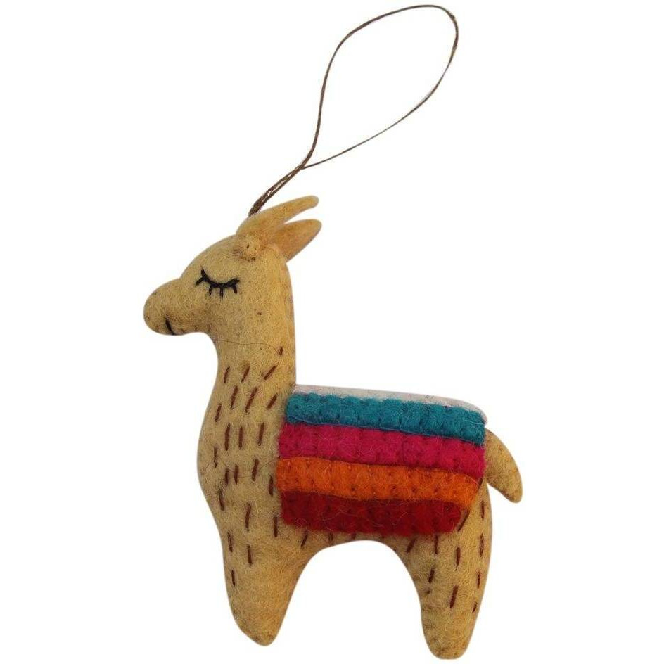 global groove gLg60026-01 Hand crafted Felt Ornament  Tan Llama