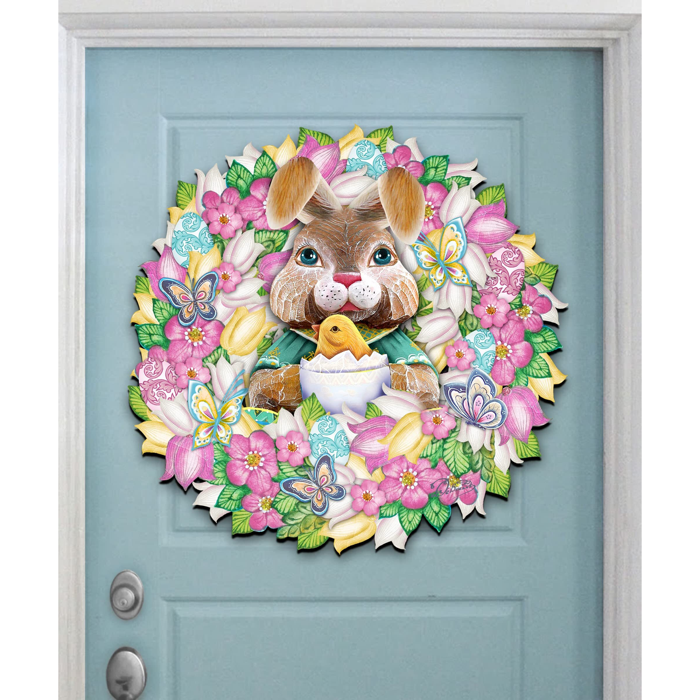 gDeBrekht 8185301-2H Bunny Wreath Door Hanger Wall Decor
