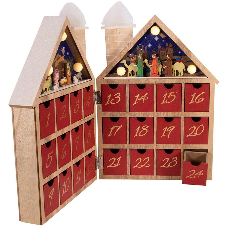 Kurt S Adler D3699 1181 in Battery-Operated Wooden LED Nativity Advent calendar