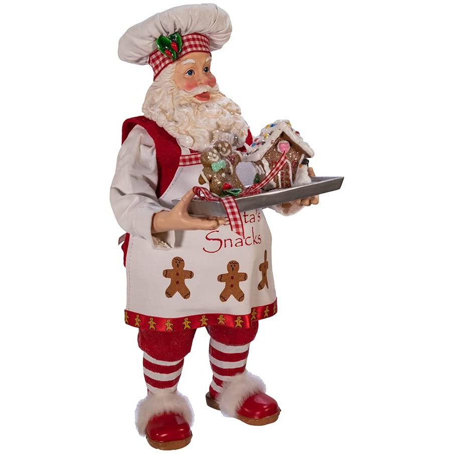 Kurt S Adler FA0104 11 in Fabrich gingerbread chef Santa