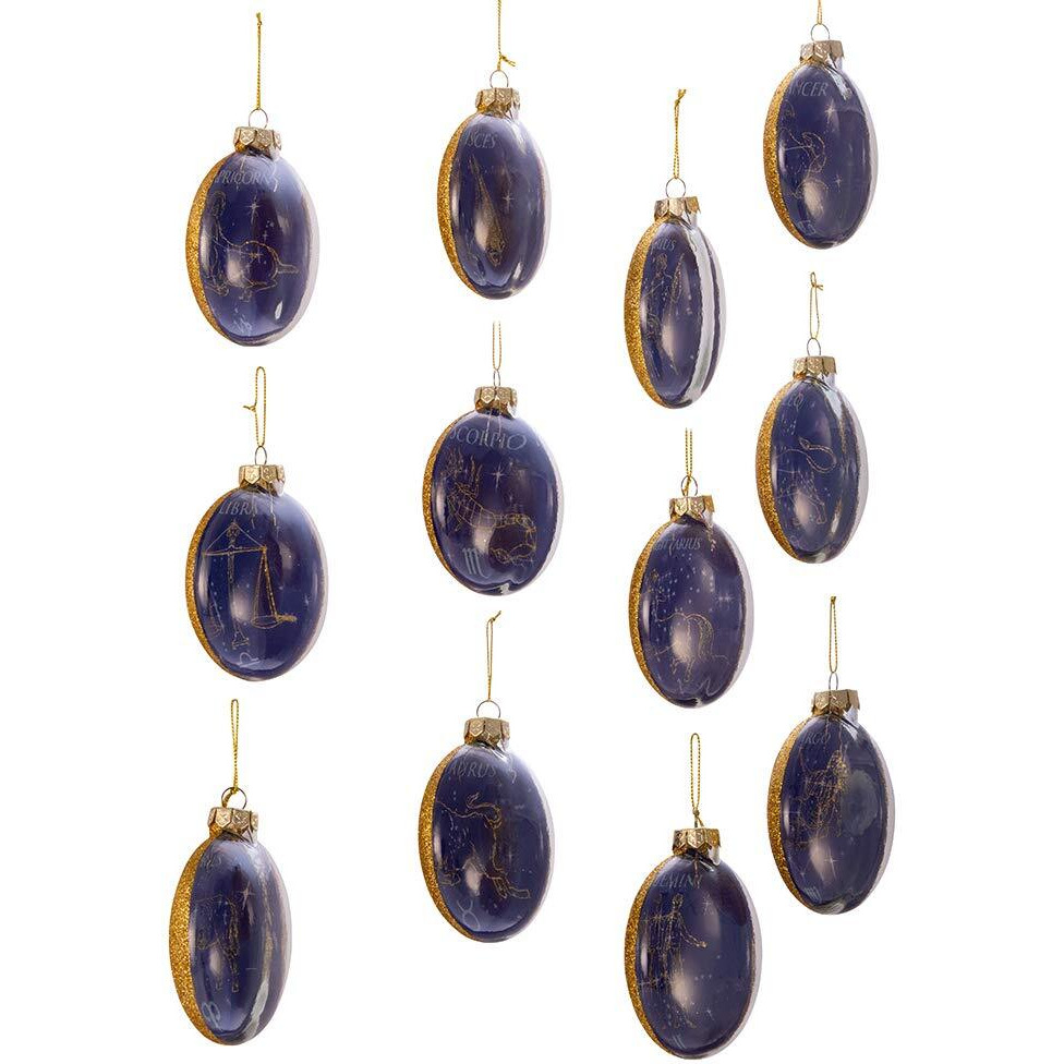 Kurt S Adler TD1618 80 mm glass Zodiac Ornaments  Set of 12
