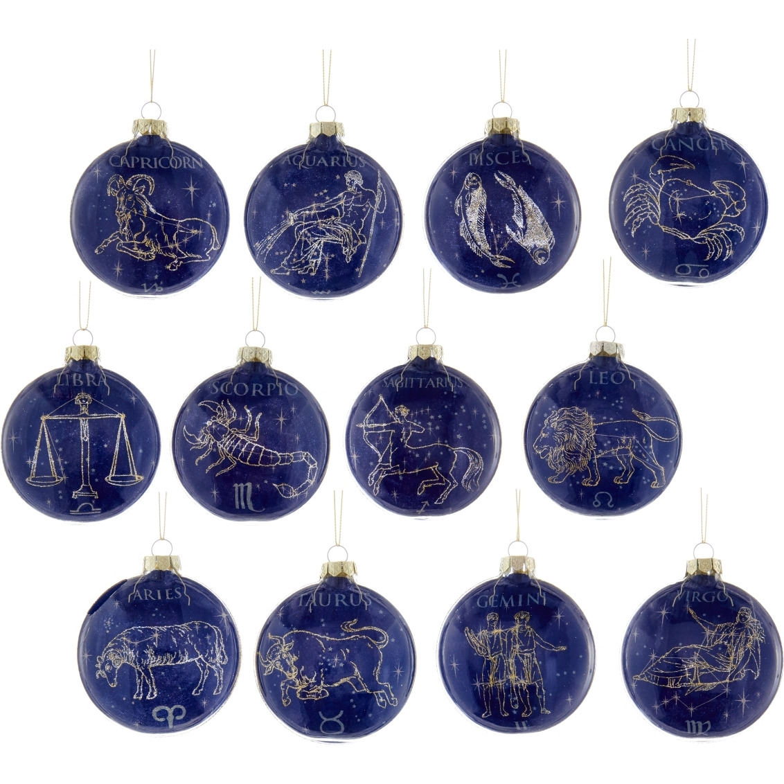 Kurt S Adler TD1618 80 mm glass Zodiac Ornaments  Set of 12