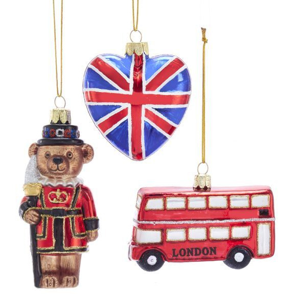 Kurt S Adler c7594 45 in Britain Inspired glass Ornaments - Set of 3