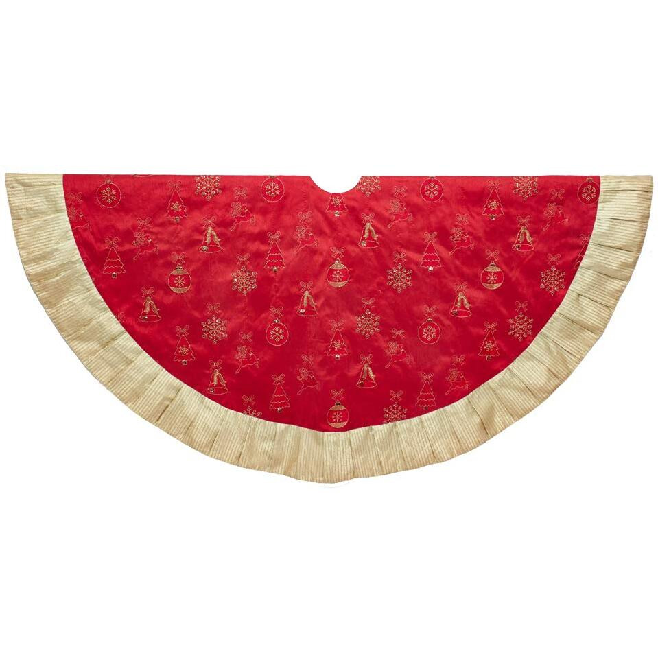Kurt S Adler TS0226 60 in Red & gold Ornament Tree Skirt