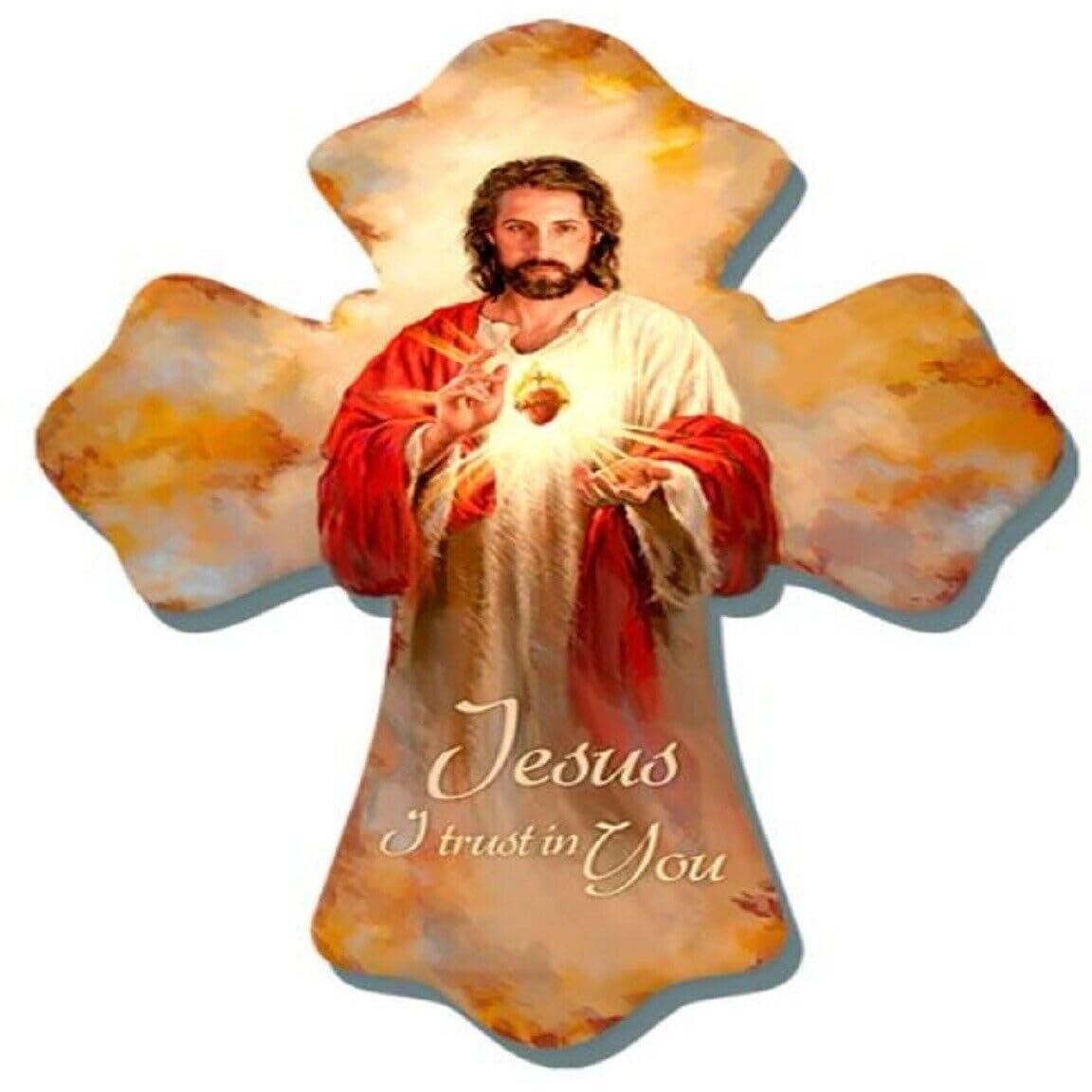 glow Decor 137535 Sacred Heart & Jesus I Trust in You Wall cross - 6 x 8 in