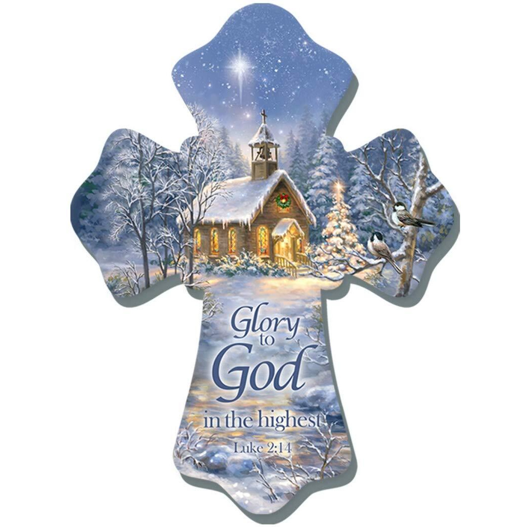 glow Decor 137720 chapel in the Sno with glory to god Wall cross - 6 x 8 in