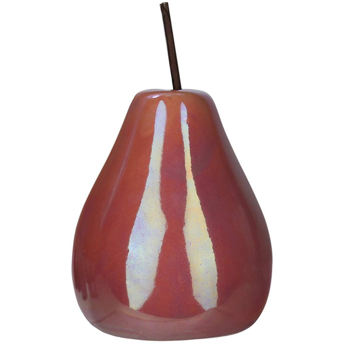 Urban Trends collection 50989 ceramic Pear Figurine with Stem  Polished Pearlescent Dusty Rose - Small