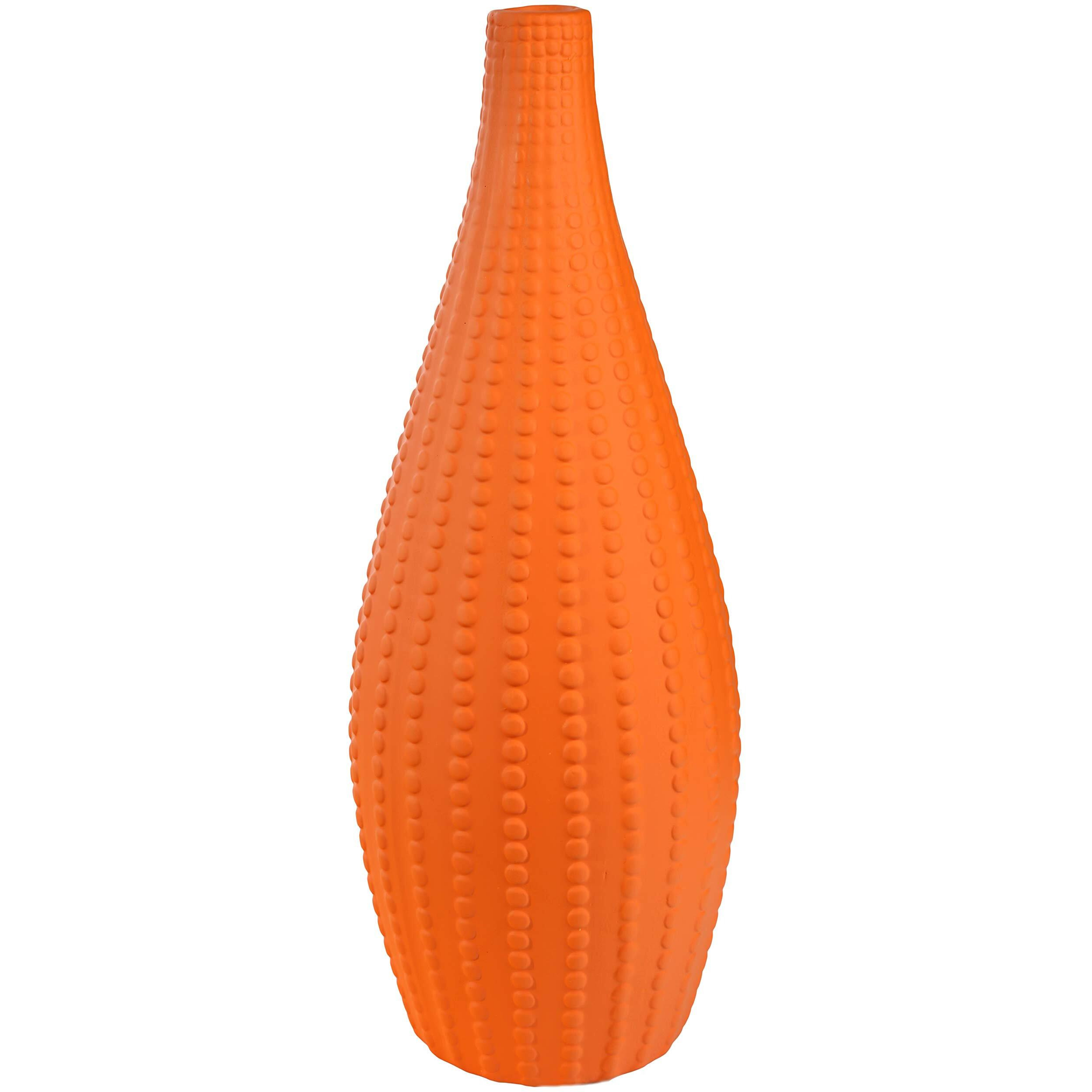 Urban Trends collection 21495 ceramic Round Vase with Round Lip Pimpled Design & Rounded Bottom&44 Matte Orange