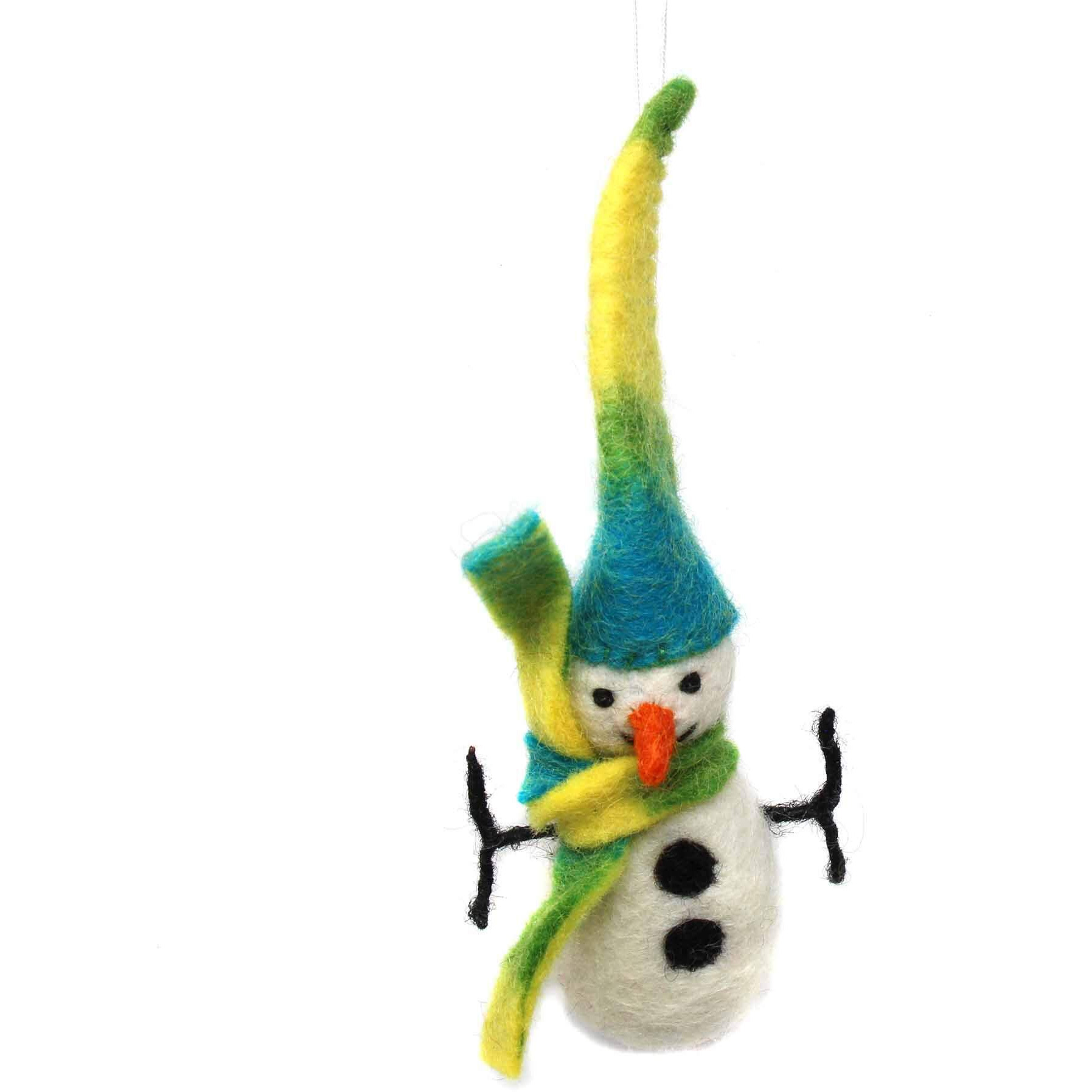 global groove gLg60035-01 crafts Hand crafted Wool Felt christmas Or Winter Ornaments From Nepal  Snowman