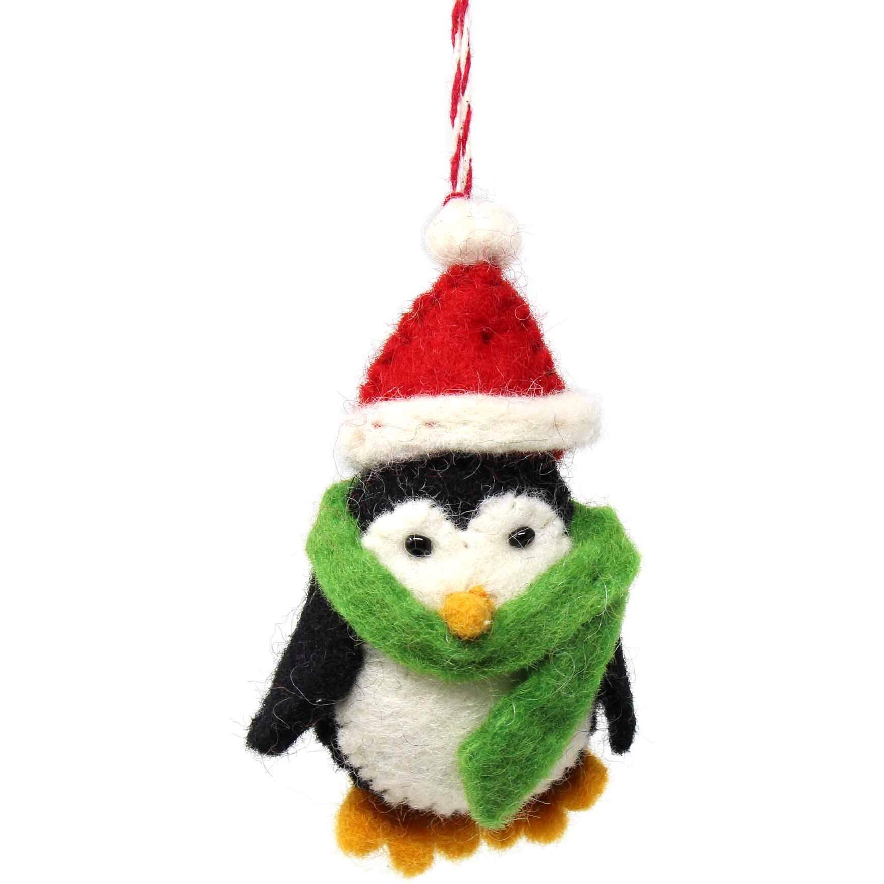 global groove gLg60038-01 crafts Hand crafted Wool Felt christmas Or Winter Ornaments From Nepal  Penguin North Pole
