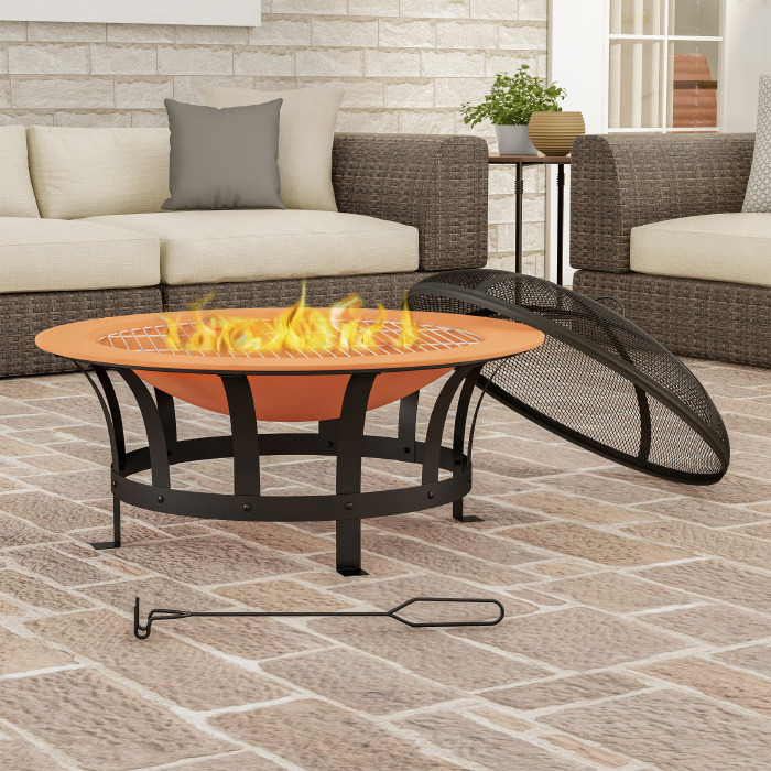 Pure garden 50-Lg1204 30 in Outdoor Deep Fire Pit&44 copper & Black
