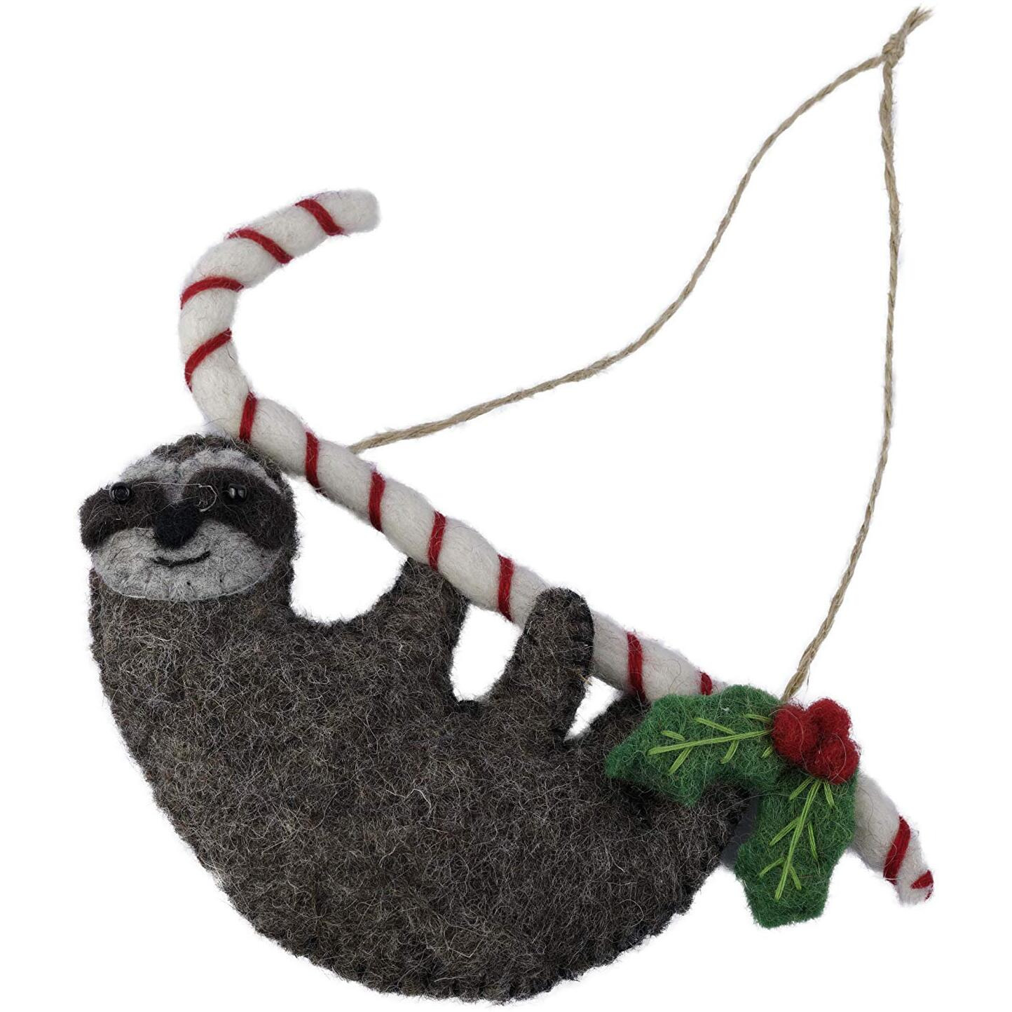 global groove gLg60066-01 crafts Hand crafted Wool Felt christmas Or Winter Ornaments From Nepal  candy cane Sloth