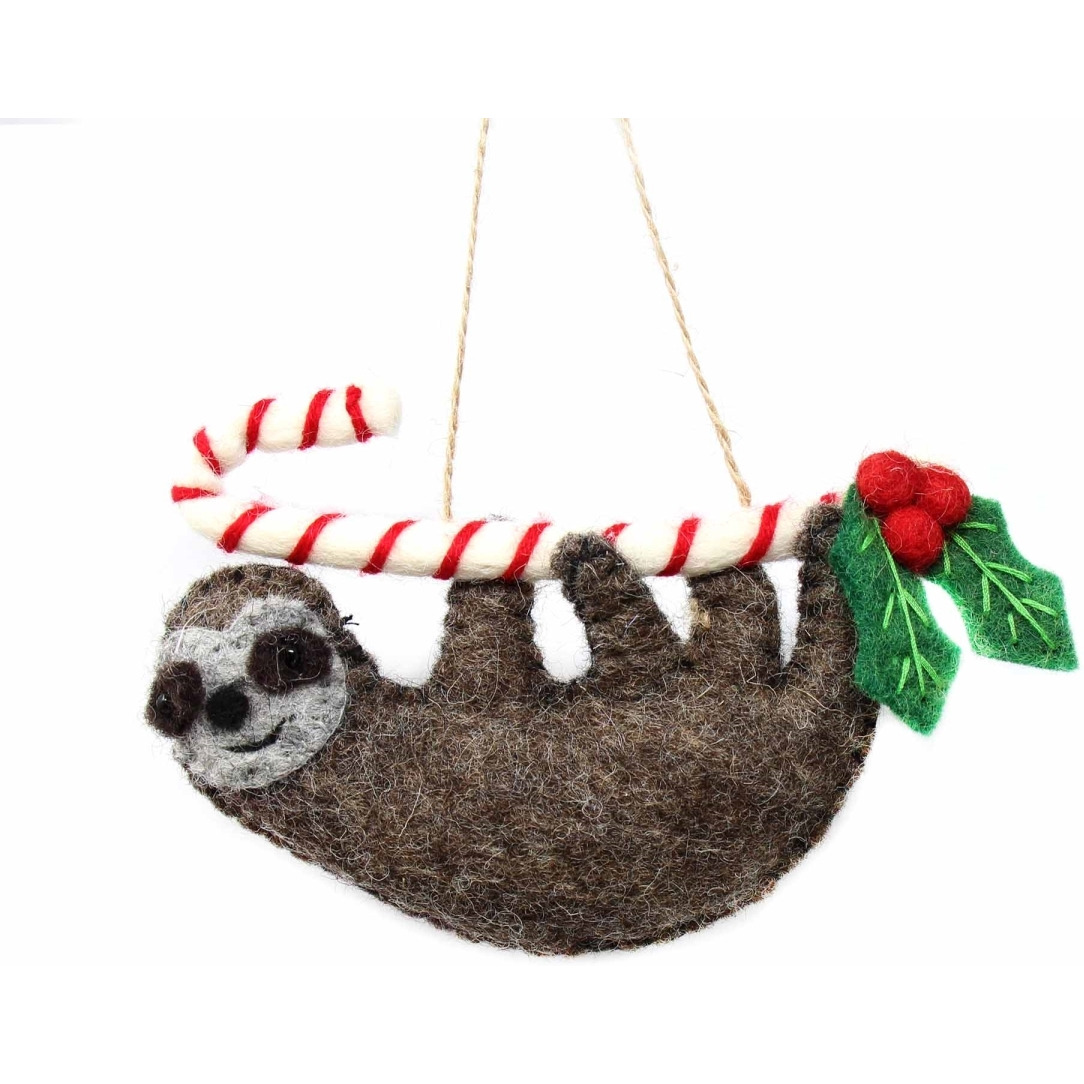 global groove gLg60066-01 crafts Hand crafted Wool Felt christmas Or Winter Ornaments From Nepal  candy cane Sloth
