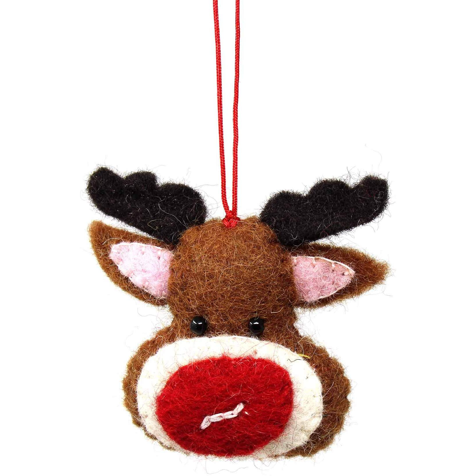 global groove gLg60034-01 crafts Hand crafted Wool Felt christmas Or Winter Ornaments From Nepal  Rudolph